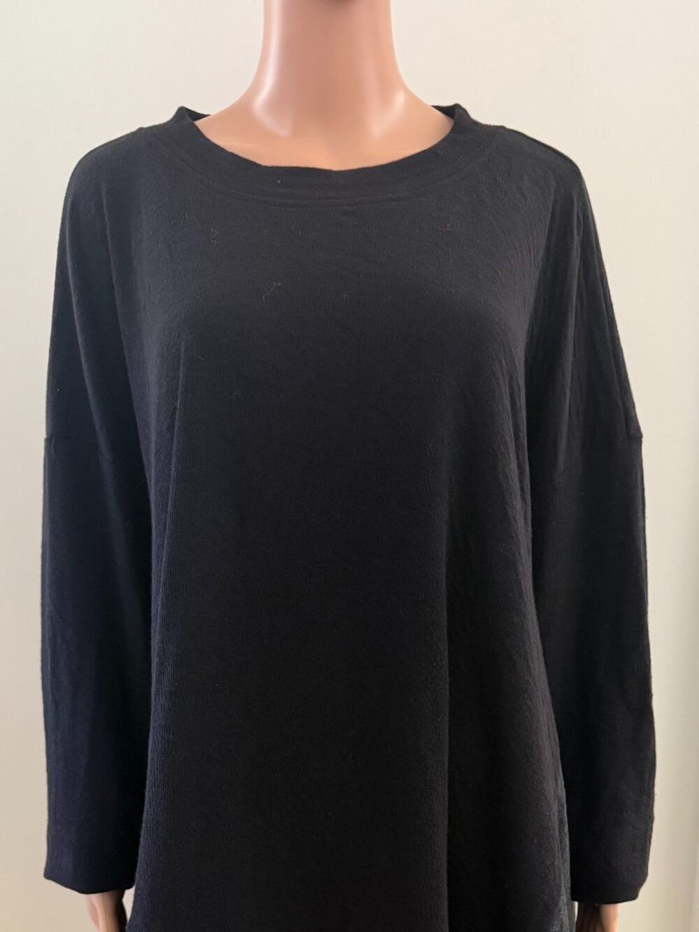 Alembika Shirt X-Large Black Gray Tunic Asymmetrical Stretch Lagenlook Israel